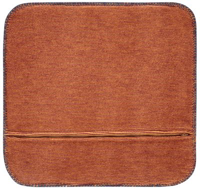 Baksida av kuddfodral i varm orange ton med dragkedja