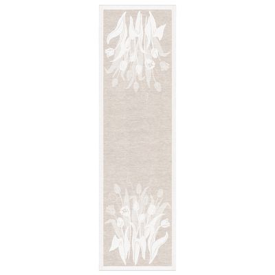 Belle bordslöpare 35x120 cm i ljusa beige toner med stilrent tulpanmönster för en romantisk och tidlös dukning