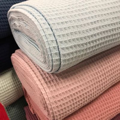 The waffle soft rose fabric is double-sided