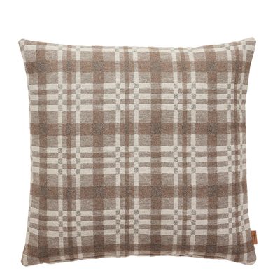 Naruska mörkbrun kuddfodral 50x50 cm med vävt rutmönster i mörkbruna och ljusa toner