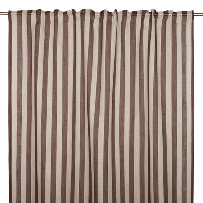 Upphängda Disa kaffe gardiner med breda vertikala ränder i kaffebrunt och naturbeige