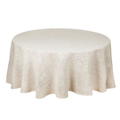 Rund bordsduk Alan i sandfärg, Ø200 cm, med mjukt fall och naturlig struktur