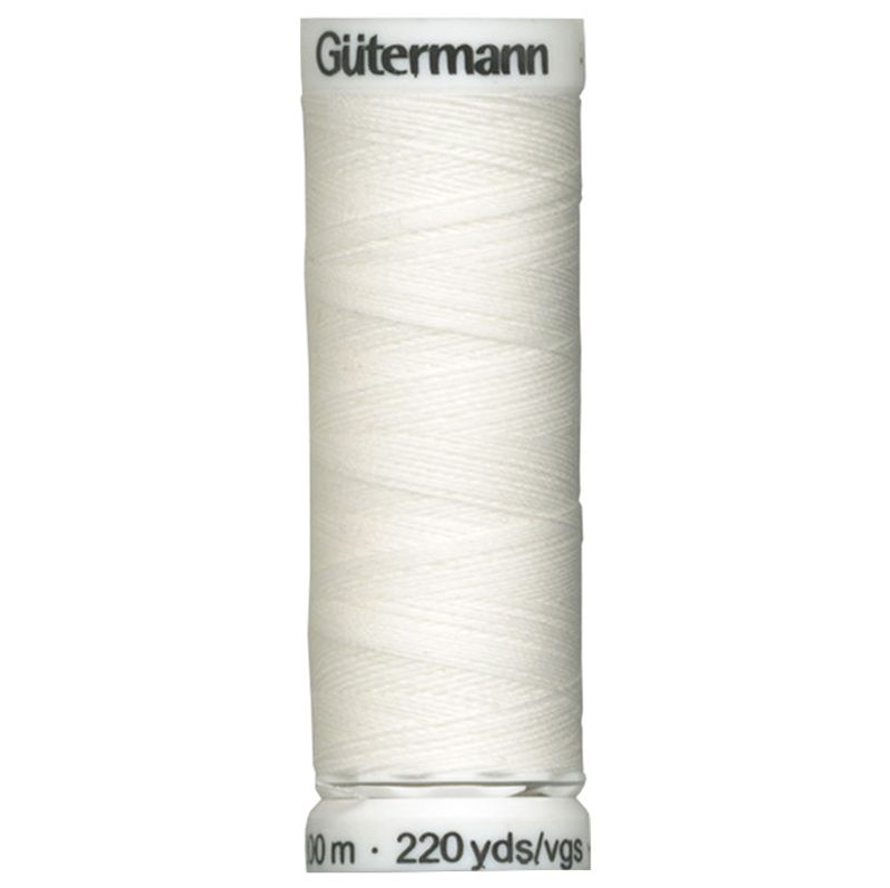 Alla tygers tråd 200m från gutermann Col. 111, kvalitets sytråd i offwhite från tyska Gütermann i 100% polyester.