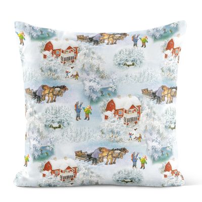 Madicken vinterland kuddfodral 47x47cm med vintrigt motiv från Astrid Lindgrens böcker om Madicken, illustrerat av Ilon Wikland.