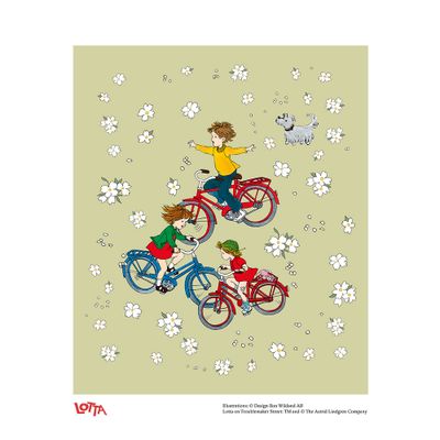 Motivet kommer från Astrid Lindgrens böcker om Lotta och är illustrerat av Ilon Wikland.