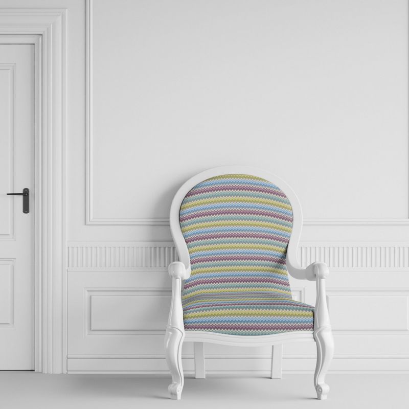 Zig-Zag lila-grön jacquard möbeltyg på metervara | nordisktextil.se