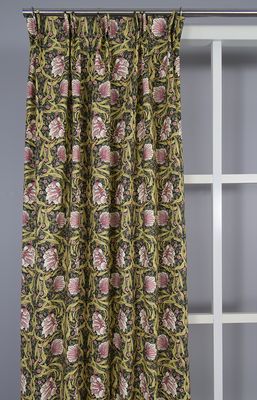 Grace rosa-grön gardiner - Klassisk blommig Arts and Crafts design