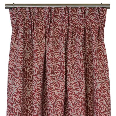 Ramas röd/beige gardiner med kvistar och blad