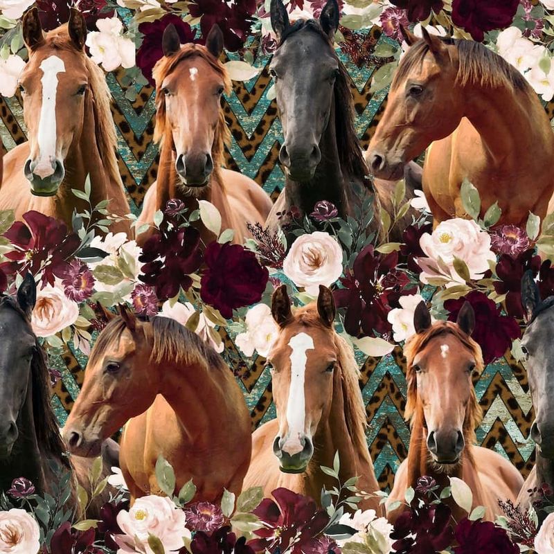 Hästar och blommor trikå