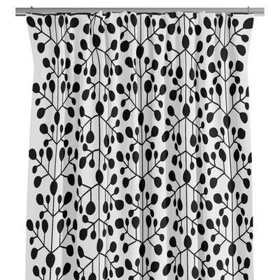 Mönstrade gardiner med iskristaller svart-vit