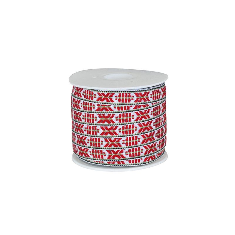 Hemslöjdsband mini Rättvik röd, prym sybehör prym, bomulls band för dekoration.