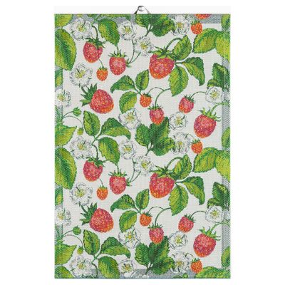 Handduk för ditt kök med jordgubbar. 100% ekologisk textil