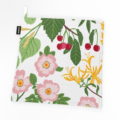 Haga grön blommig grytlapp