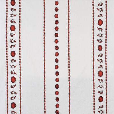 Juläpple vit bård tyg