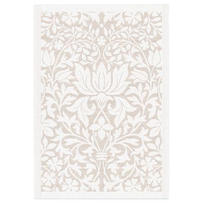 Lilja kökshandduk 35x50 cm från Ekelund med elegant ornamentmönster i beige och vitt