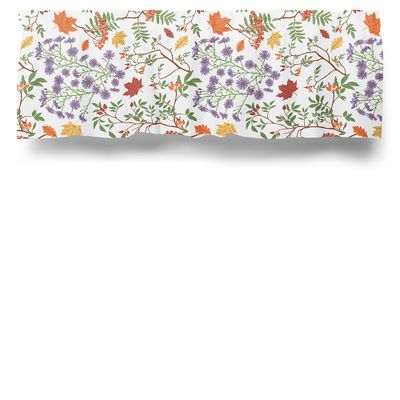 Gardinkappa med höstblommor i rött, orange och lila