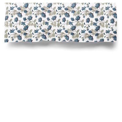 Anna blå kappmetervara med blå blommor - nordisktextil.se
