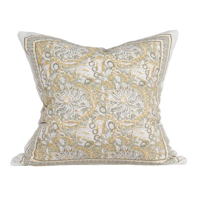 Grönt kuddfodral Dante i 100 procent bomull med dekorativt mönster och elegant ram