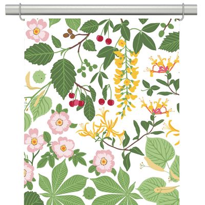 Haga grön blommiga panelgardiner