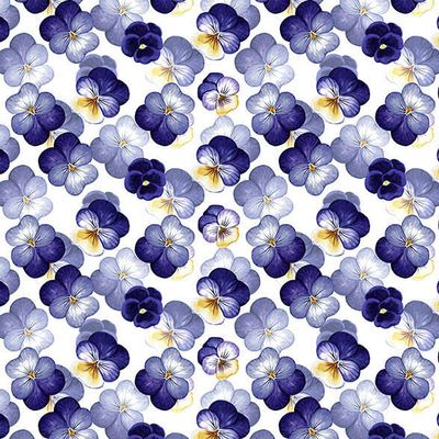 Gardin i tyget Ida mini blå. Tyg med blomster motiv i blått | Rosahuset.com