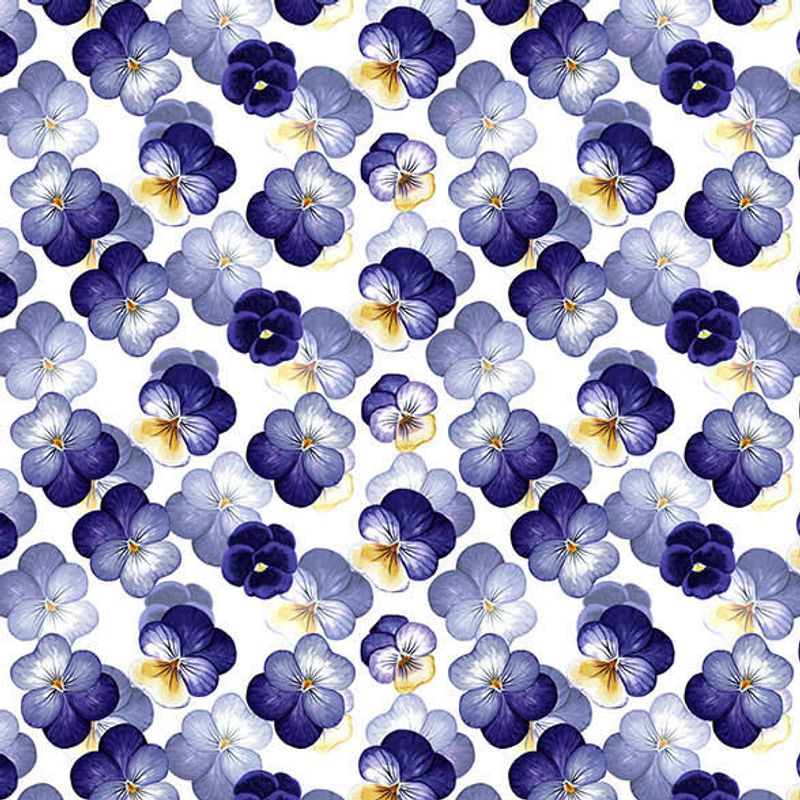 Gardin i tyget Ida mini blå. Tyg med blomster motiv i blått | Rosahuset.com