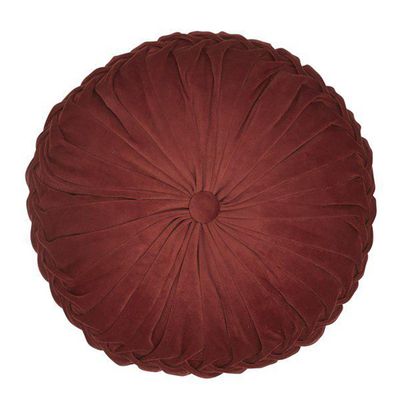 Lush vinröd sammets rund kudde | nordisktextil.se
