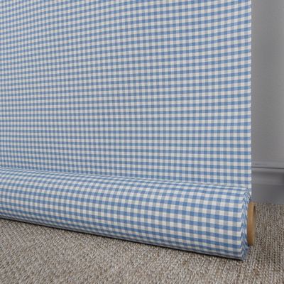 Gingham duvblå smårutigt tyg
