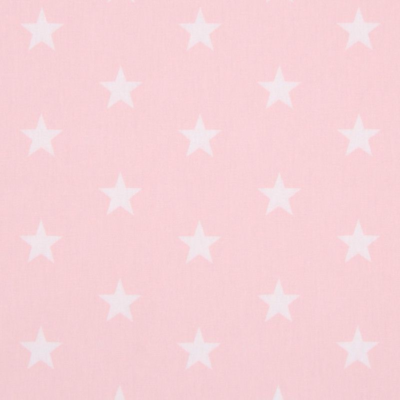 Stars babyrosa - Bomullstyg med babyrosa botten och vita stjärnor, tyget passar bra till babynest, påslakan och inredning.
