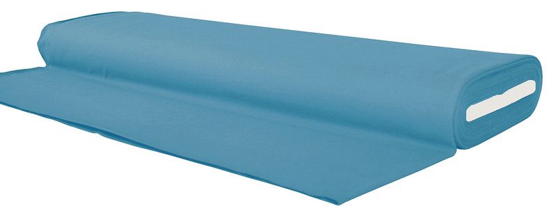 Blått enfärgat trikåtyg i nyansen cyanblå, Oekotex-100.