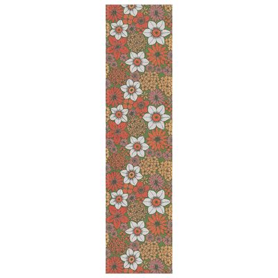 April bordslöpare 35x140 cm med färgstarkt blommönster, vävd i ekologisk bomull från Ekelund