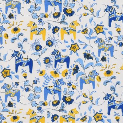 Leksand Mini Sverige Tyg med Traditionellt Dalahästtryck