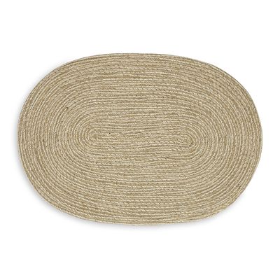 Oval bordstablett i naturfärgad jute med flätad struktur – Miriam tablett.