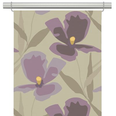 2-pack panelgardiner med blommönster i lila