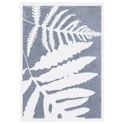 Ormbunkar kökshandduk 35x50 cm med grafiskt mönster av ormbunksblad i ekologisk bomull och lin