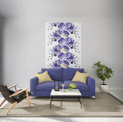 Gardintyg Viola blå från Arvidssons Textil