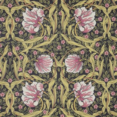 Grace rosa-grön tyg - Klassisk blommig Arts and Crafts design