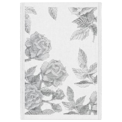 Herrgårdsros kökshandduk 35x50 cm med klassiskt ros­mönster i grå toner, vävd i ekologisk bomull och lin från Ekelund