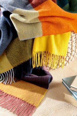 Närbild på filtens mjuka ull- och kashmirstruktur