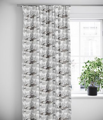Färdiga gardiner med julmotiv Vinterbyn