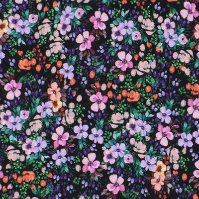 Flower bouquet svart viscose jersey