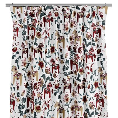 Gardiner med dalahästar och kurbits från Arvidssons textil