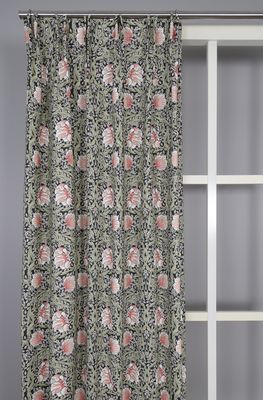 Grace svart gardiner - Klassisk blommig Arts and Crafts design
