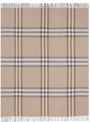 Twin Check pläd med klassiskt rutmönster i beige och grå toner