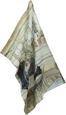 Blomster kökshandduk med motiv från en Carl Larsson tavla | nordisktextil.se