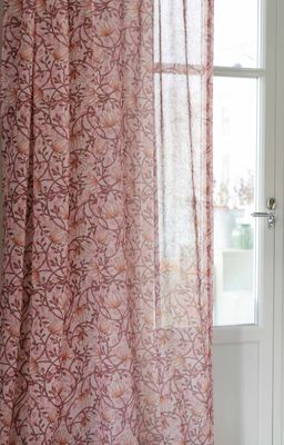 Emma rosa skira gardiner med blomstermönster 140x250cm