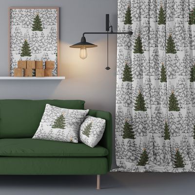 Grön o grann gardiner julgardiner med magiskt julmotiv 240cm- nordisktextil.se