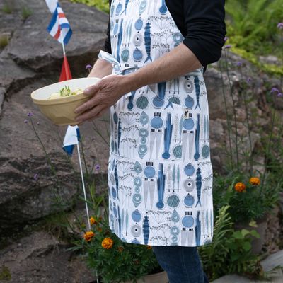 Picknick blå-beige förkläde - Almedahls