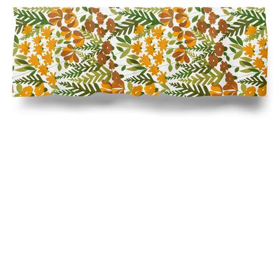 Kappa med retro bladmotiv i gult, orange och grönt på offwhite botten