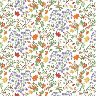 Höstaster multi från Arvidssons Textil – blommigt tyg i höstiga toner