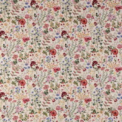 Översiktsbild av Josephine beige gobeläng med tätt, upprepat botaniskt mönster i harmoniska färger